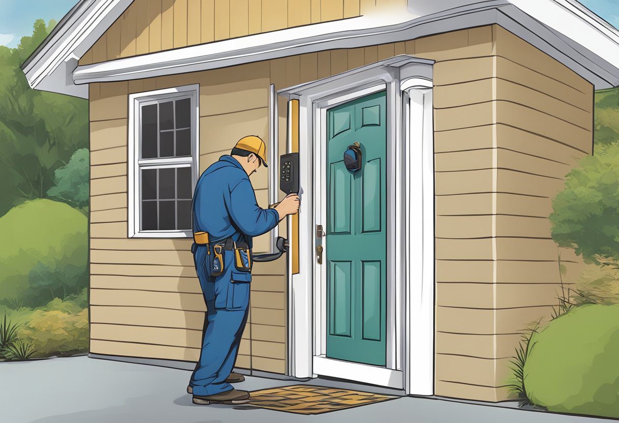 A locksmith unlocking a residential door in Milton, FL