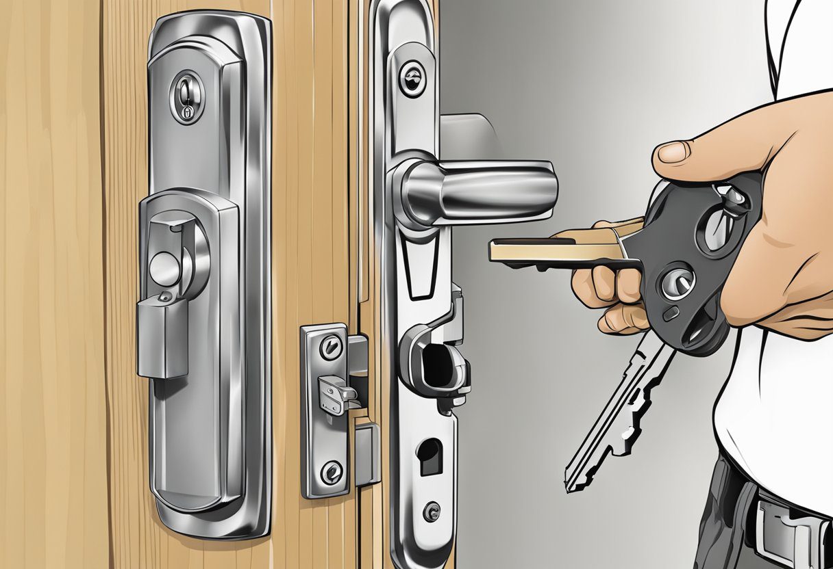 A locksmith in Milton, FL rekeys a lock, ensuring security