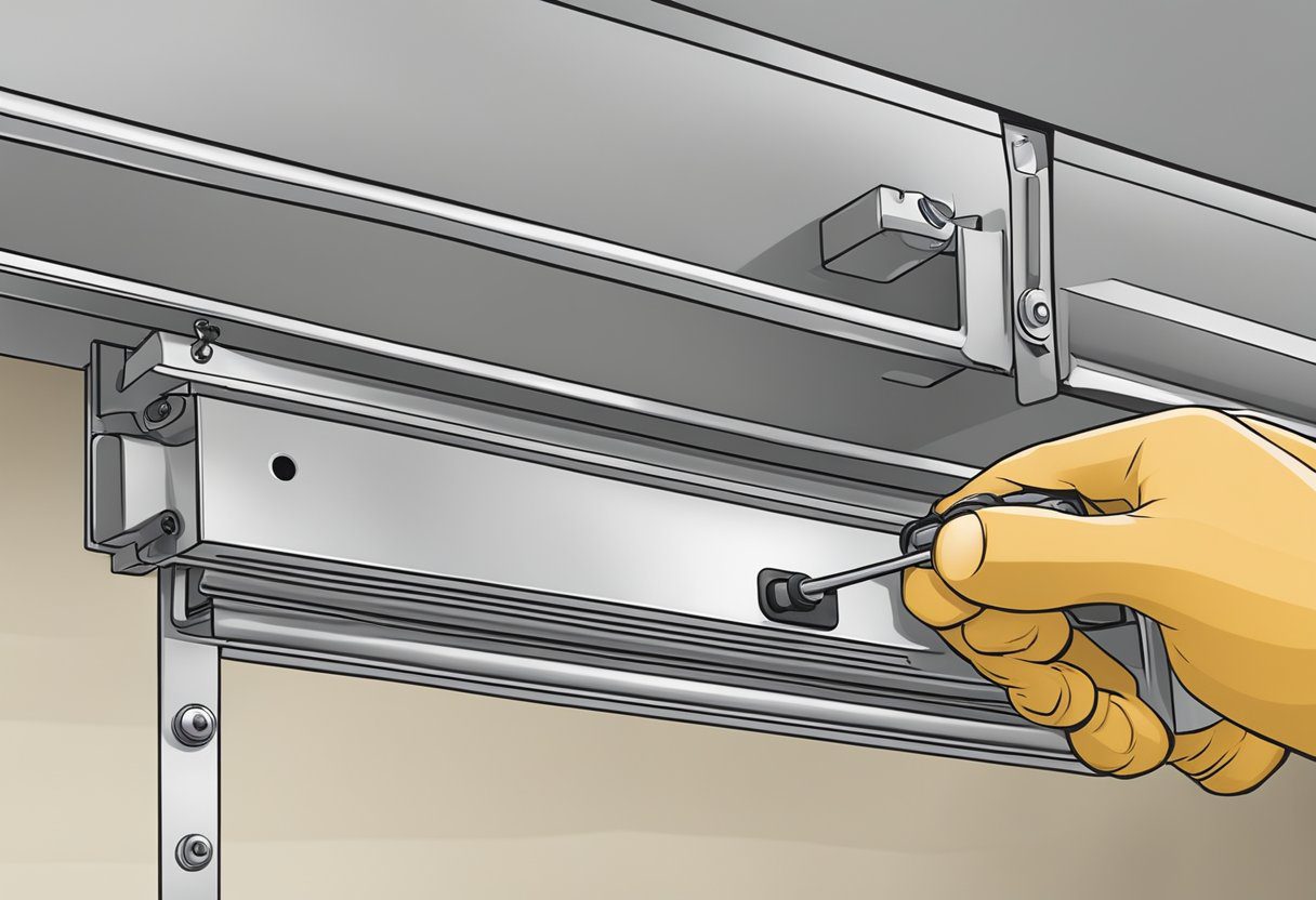 A sturdy garage door lock is being installed by a technician in Milton, FL, ensuring enhanced security for the garage