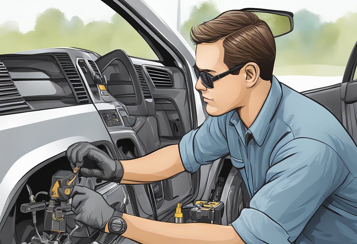 A locksmith repairing a car ignition in Milton, FL