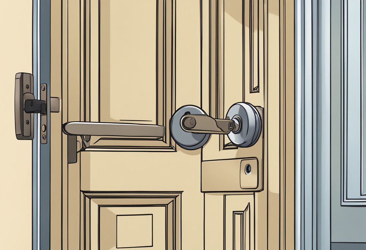 A locksmith in Milton, FL unlocks a residential door with a key and provides security advice